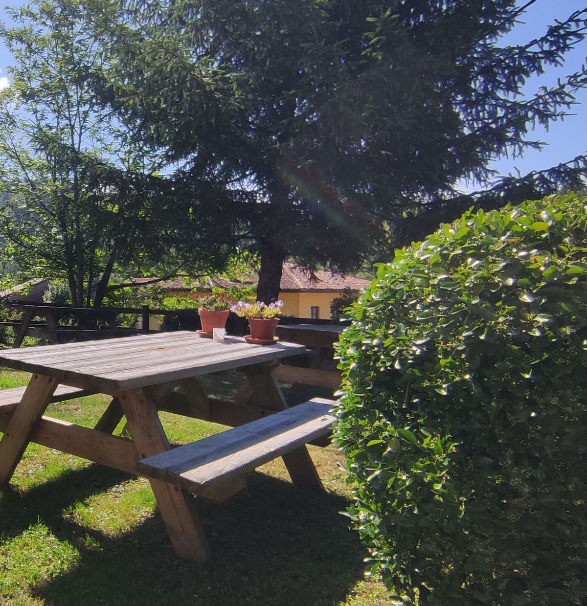 Jardin de los apartamentos Casa Florenta, mesa de picnic para disfrutar al aire libre